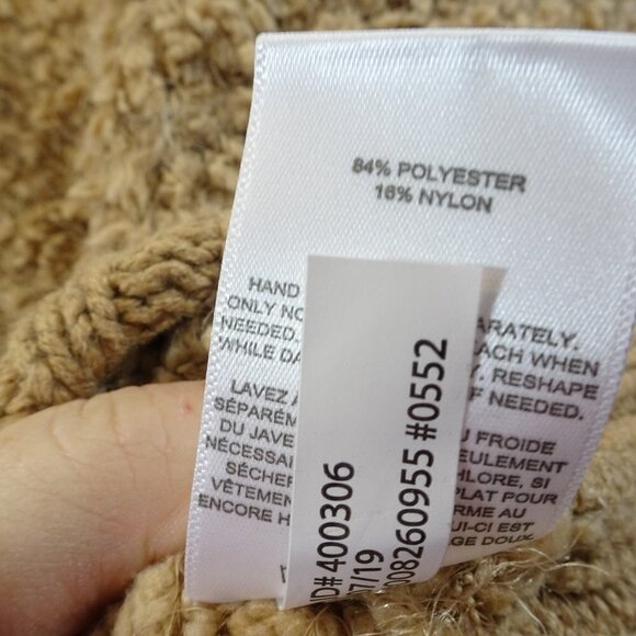 Express Tan Oversized Fuzzy Sweater Size S Cozy Comfy Nubby Mock Turtleneck - Picture 6 of 6